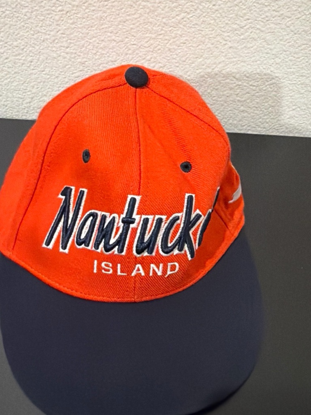 Orange and Navy Kids Nantucket Island Baseball Cap